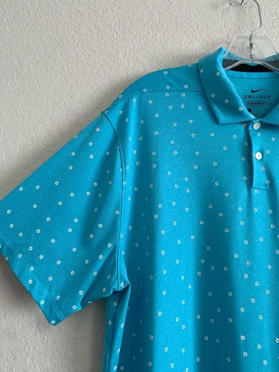 Nike Golf Shirt Polo Mens L Performance Dri-Fit Floral All Over Print AOP Preppy - Picture 4 of 13